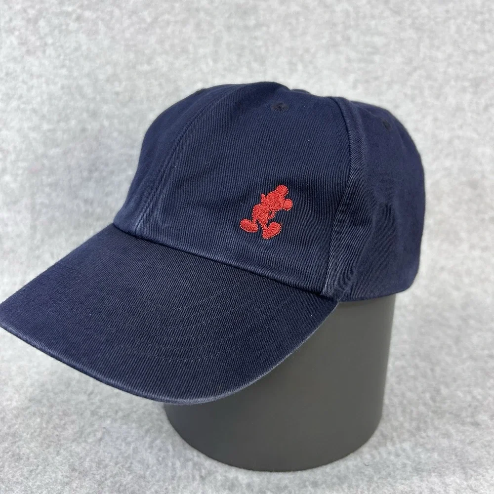 WALT DISNEY WORLD Navy Blue Strap Back Baseball Cap Red Embroidered Mickey Mouse
